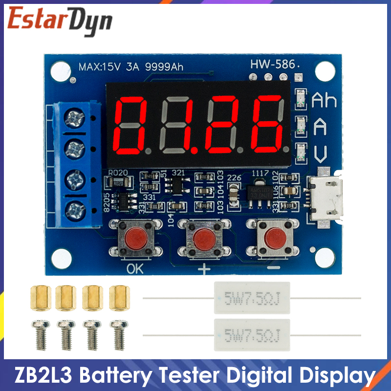 Power Supply Tester - ZB2L3 バッテリーテスター LED デジタルディスプレイ 18650 リチウム電池電源テスト抵抗鉛酸容量放電メーター
