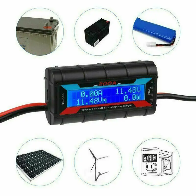 Power Supply Tester - LCD 200A 60V デジタルワイヤレスバッテリーテスター、ワットメーター、電力・電圧・電流モニター、アナライザー、RC飛行機用バッテリーアナライザー