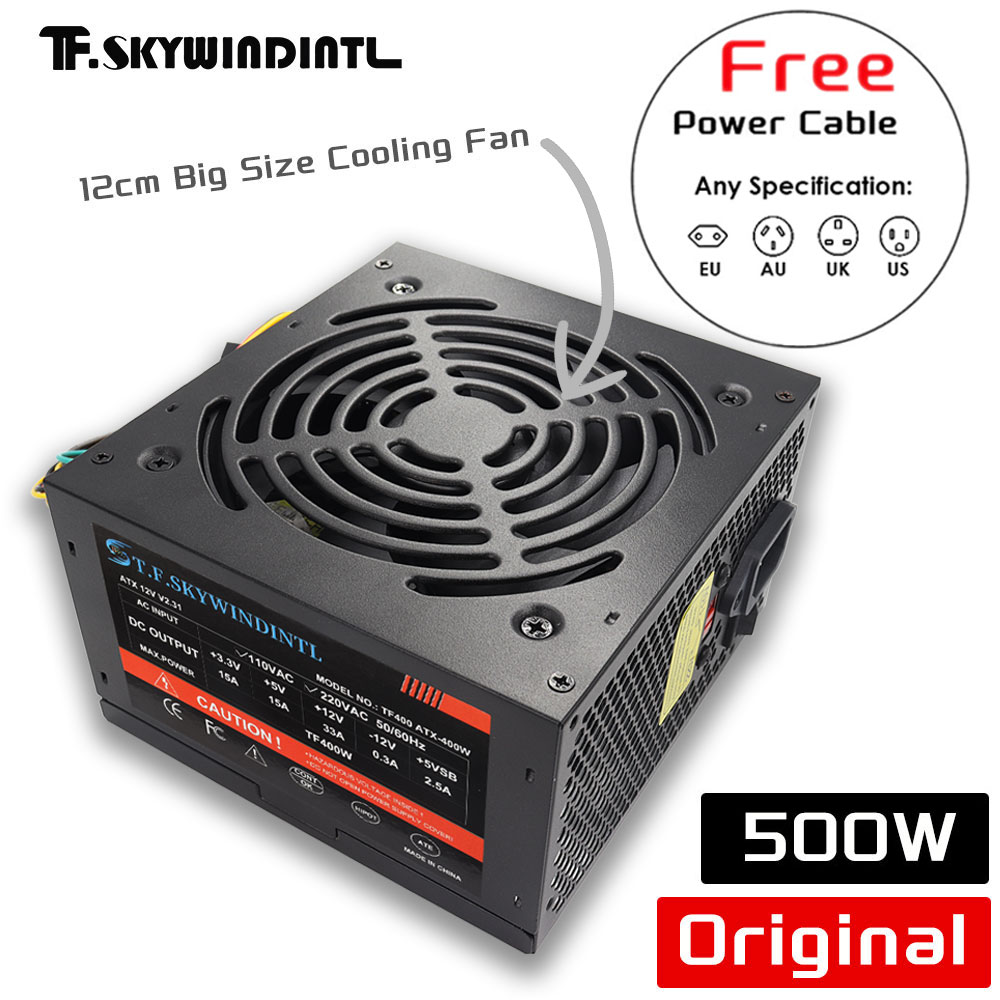 Power Supply 750W - 安価な500WブラックATXデスクトップゲーミングPC用PSU電源ユニット、120mmブラック冷却ファン付き、デスクトップゲーミングPCサーバー用