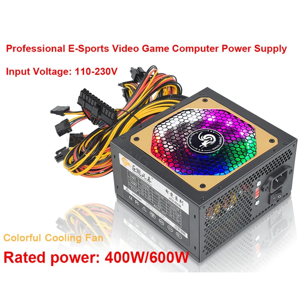 Power Supply 750W - Atx-コンピューター電源,400W, 600W, 110-230v,rgb,12v,pc,pu,150*140*85mm,プロスポーツビデオゲームパソコン