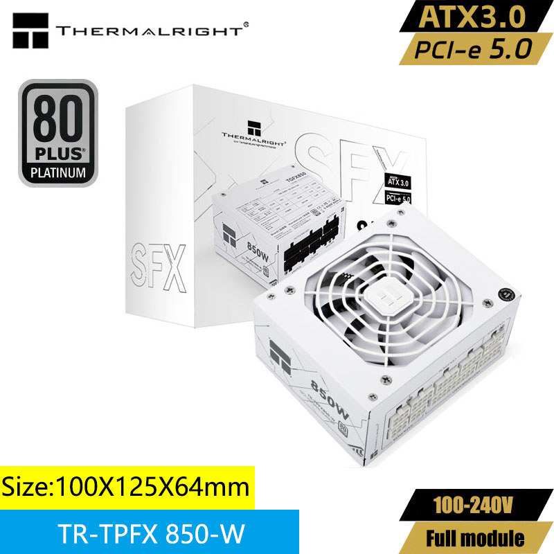 Power Supply 750W - レザー-フルモジュールのコンピューターケース,ATx3.0互換,pcie5.0,750 w,850 w,TR-TPFX850 w,白,sfx,プラチナ,thermright,