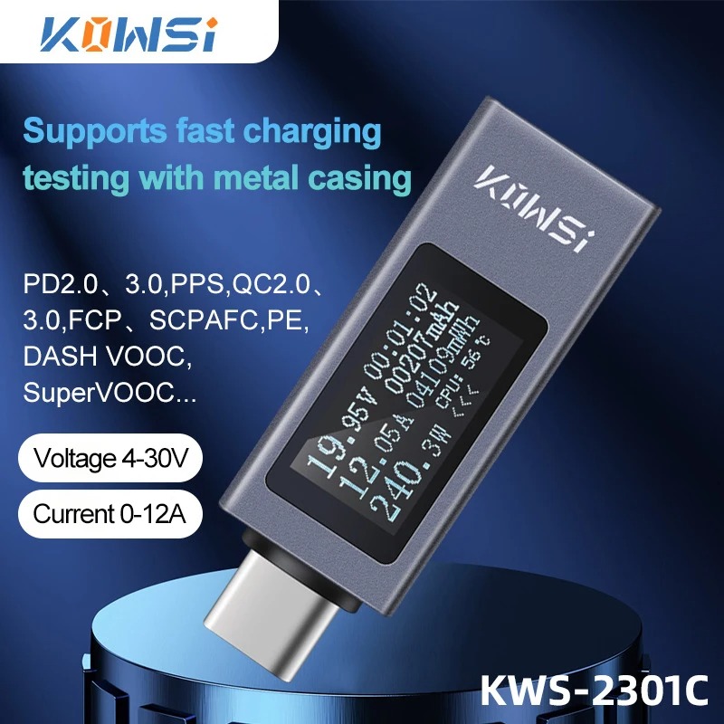 Type-C 電流電圧モニター KWS-2301C DC 4 - Power Supply Tester のレビューと価格