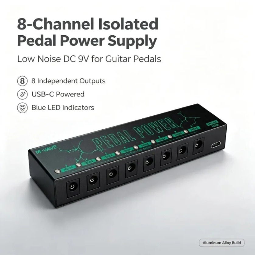 コンパクトな8チャンネル分離型ペダル電源、DC 9V USB - Power Supply のレビューと価格