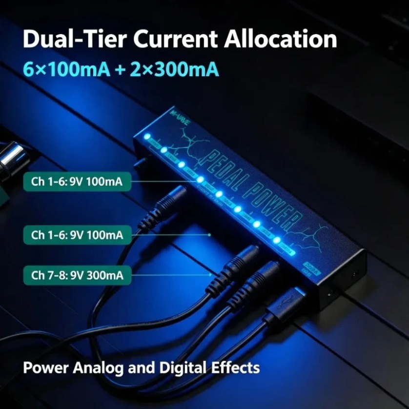 コンパクトな8チャンネル分離型ペダル電源、DC 9V USB - Power Supply のレビューと価格